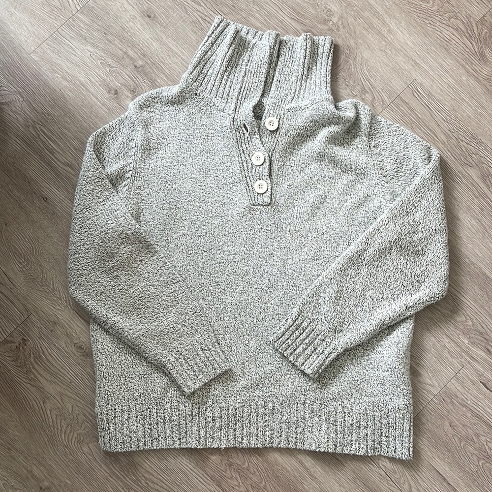 Heather Grey Half Button Up Sweater